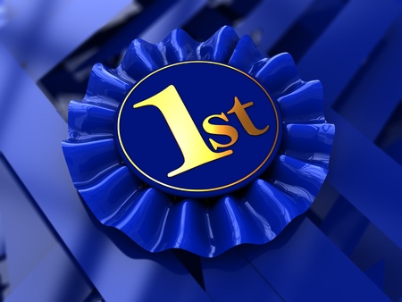 abstract 3d illustration of first place award blue colors backgroundの写真素材