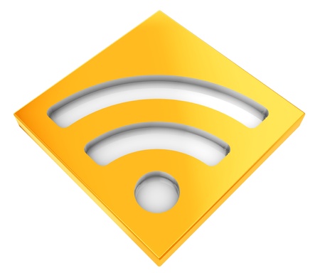 abstract 3d illustration of rss symbol or icon isolated over white backgroundの写真素材