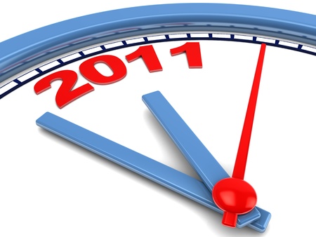 abstract 3d illustration of clock dial with 2011 year sign
