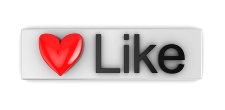 abstract 3d illustration of 'like' button, over white backgroundの写真素材