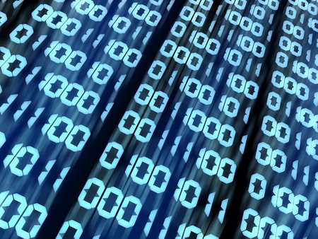 abstract 3d illustration of binary data flow