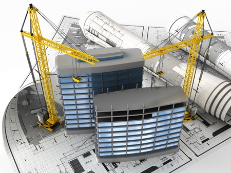 3d illustration of building design conceptの写真素材