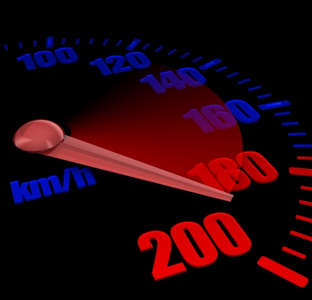 Close-up of full  car speedometer with  showing speedの写真素材
