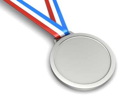 Silver champion medal isolated on a white backgroundの写真素材