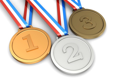 Golden, silver, bronze medals ï¿½ first, second, third places of sport championの写真素材