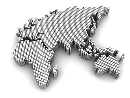 Grey international map isolated on a white backgroundの写真素材