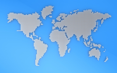 Blue and grey geography map, 3d illustration