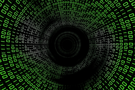 3d technology digital cable with green code numbersの写真素材