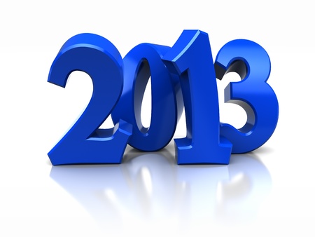 Blue number of new year -2013 isolated on white background