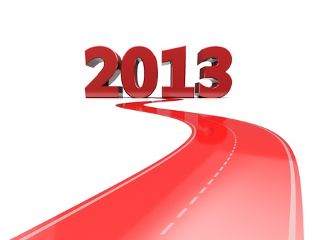 Red road with number 2013, new year conceptの写真素材