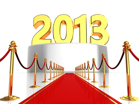 3d illlustration of red carpet to 2013 year sign