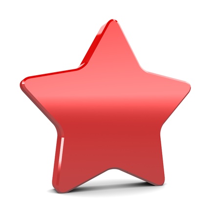 3d illustration of red plastic star over hwite backgroundの写真素材