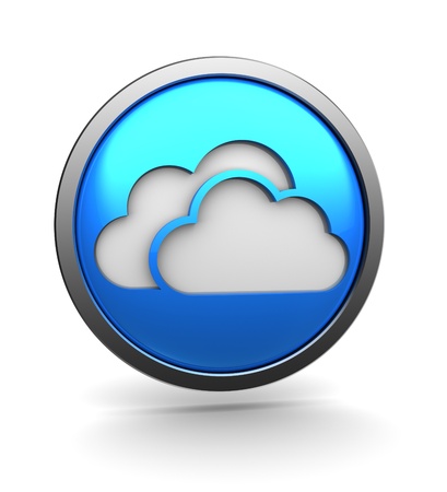 3d illustration of cloud storage icon,  over white background, blue colorsの写真素材
