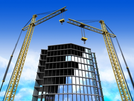 3d illustration of city building constructionの写真素材