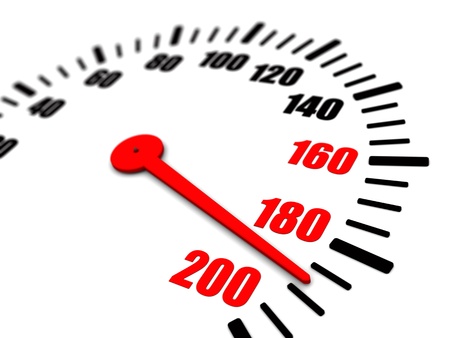 3d illustration of speedometer shows speeding