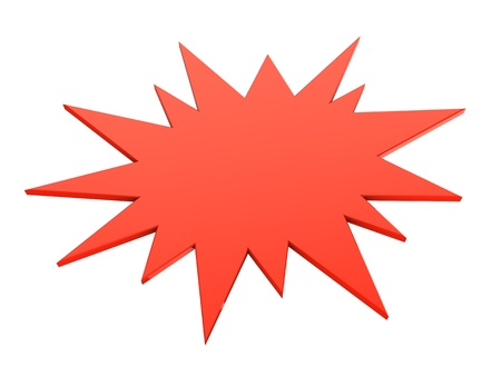 3d illustrations of red bursting star isolated on whiteの写真素材