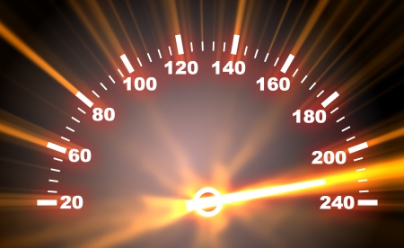3d illustration of speedometer faceplate on blaze backgroundの写真素材
