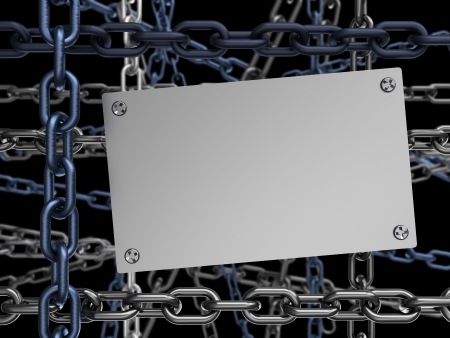 abstract 3d illustration of background with chains, dark colors, copy spaceの写真素材