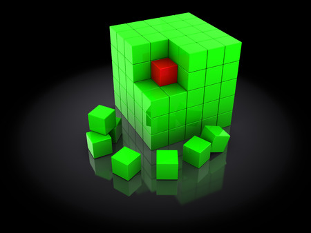 abstract 3d illustration of cubes constructionの写真素材