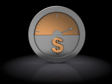 3d illustration of wealth meter over black の写真素材