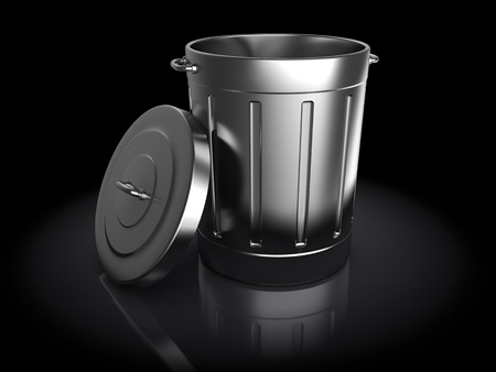 3d illustration of trash can over black の写真素材