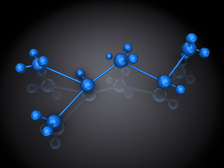 3d illustration of molecule model, over black の写真素材