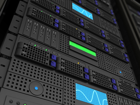 3d illustration of server stand closeup background render