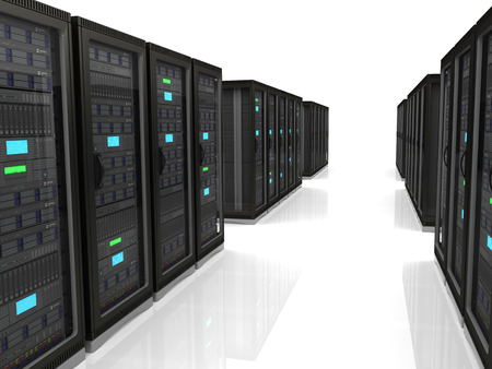 server racks in a row on a white background whith