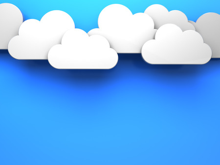 abstract 3d illustration of blue background with clouds at topの写真素材
