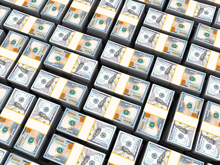 3d illustration of many dollars heap background