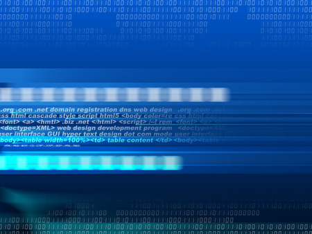 3d illustration of blue background with internet code symbols