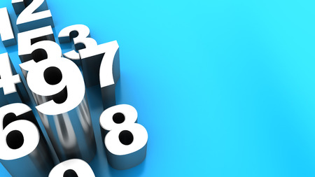 3d illustration of blue background with white numbers