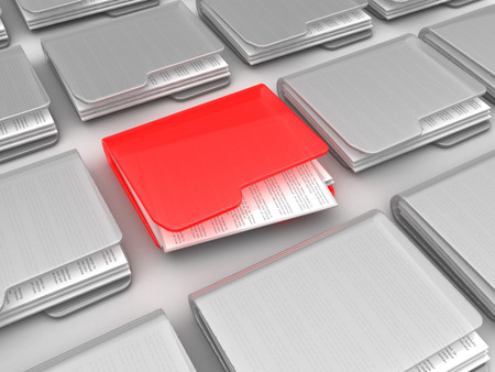 abstract 3d illustration of many folders and one urgentの写真素材