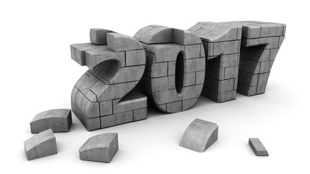 3d illustration of new 2017 year sign construction