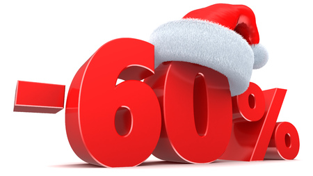3d illustration of 60 percent discount Christmas sale