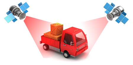 3d illustration of satellite cargo location tracking conceptの写真素材