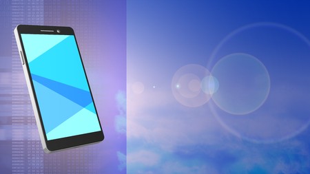 abstract 3d sky background with phone and lens flare