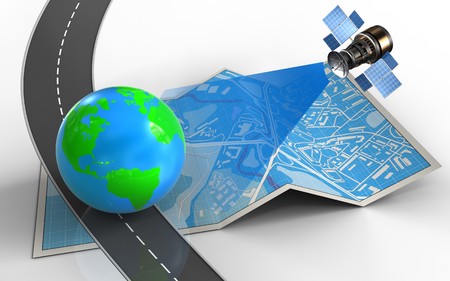 3d illustration of city map with earth andの写真素材