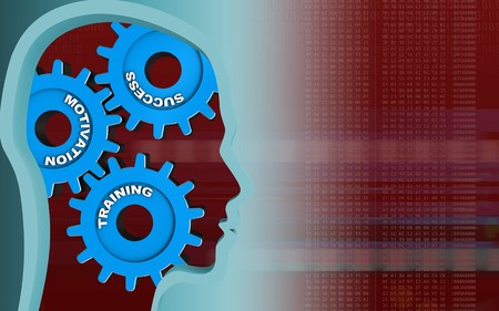 3d illustration of success system over red background with