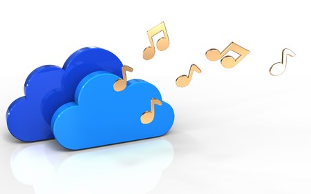 3d illustration of clouds over white background with notes