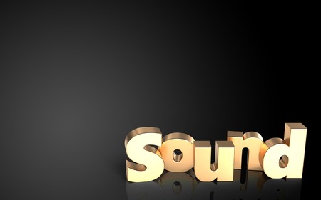 3d illustration of 'sound' sign over black backgroundの写真素材