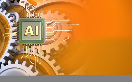 3d illustration of  over orange background with gears