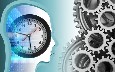 3d illustration of clock over white background with mechanic