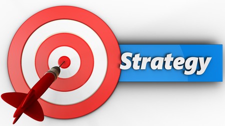 3d illustration of big taget with strategy over white background