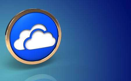 3d illustration of clouds symbol over blue gradient backgroundの写真素材