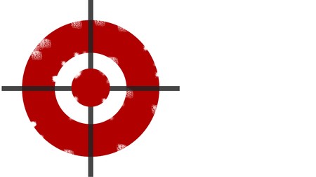 3d illustration of painted target over white backgroundの写真素材
