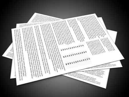 3d illustration of papers and  over black backgroundの写真素材