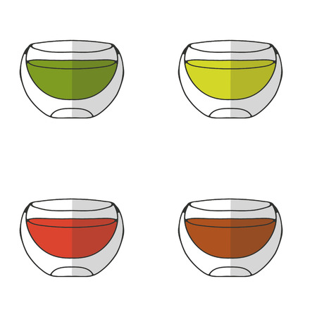 A set of drinking bowls with double walls.のイラスト素材