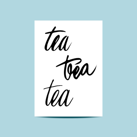 Set inscriptions and logos of tea, thin writing. Modern calligraphy, lettering.のイラスト素材