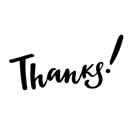 Thanks: vector isolated illustration. Brush calligraphy, hand lettering. Inspirational typography poster.のイラスト素材